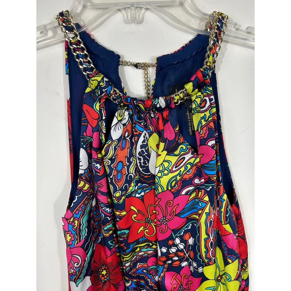 Laundry by Shelli Segal Floral Halter Chain Maxi Dress Women's 4 Garden Party - Picture 2 of 14